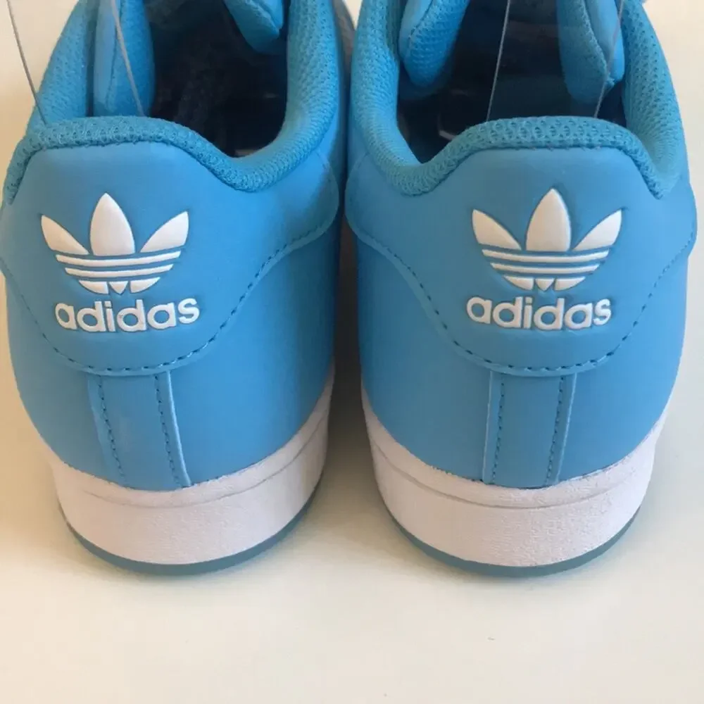 Adidas Superstar Sneaker Shoe Sky Blue White Mens Sz 9 Low Leather GW1628 NWOB